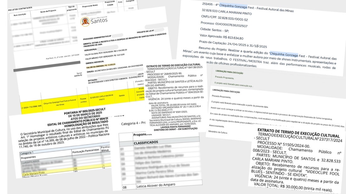 Prints de projetos aprovados em editais culturais